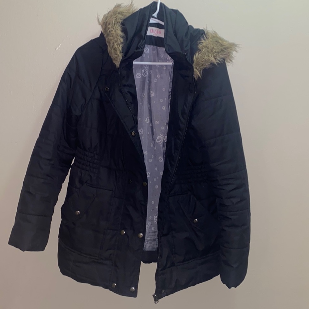KRUSH FAUX FUR HOODED PUFFER JACKET